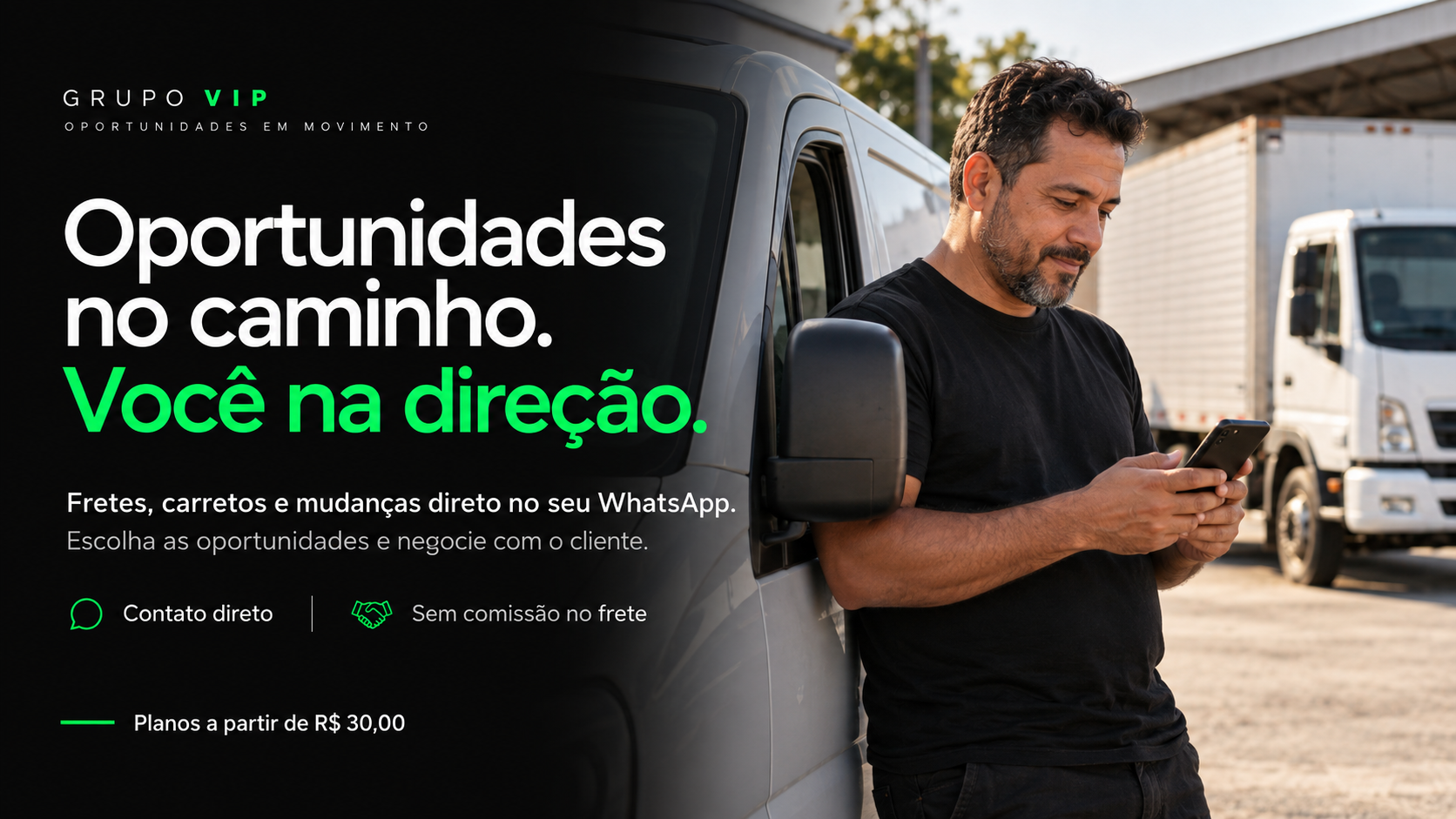 Arte ilustrativa de motorista ao lado de veículos de transporte